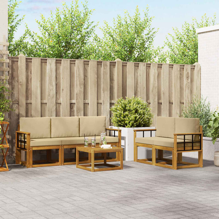 Set de canapele de exterior cu pernă 6 pcs Natural și Bej - WALTI WALTI