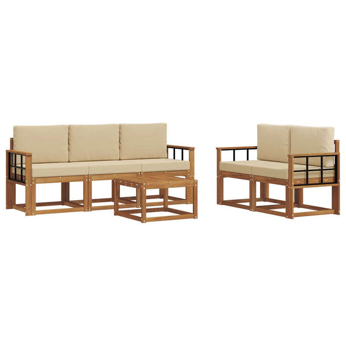Set de canapele de exterior cu pernă 6 pcs Natural și Bej - WALTI WALTI