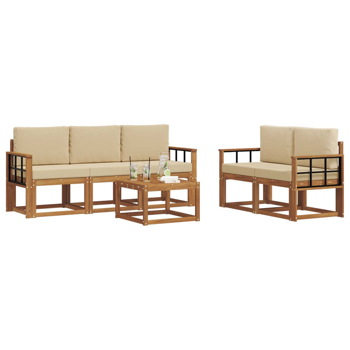Set de canapele de exterior cu pernă 6 pcs Natural și Bej - WALTI WALTI