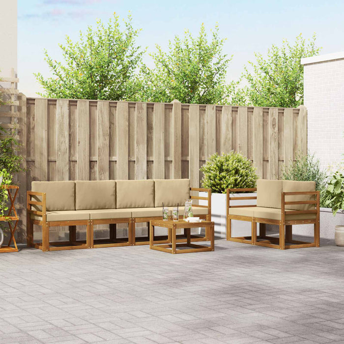 Set de canapele de exterior cu pernă 7 pcs Natural și Bej - WALTI WALTI