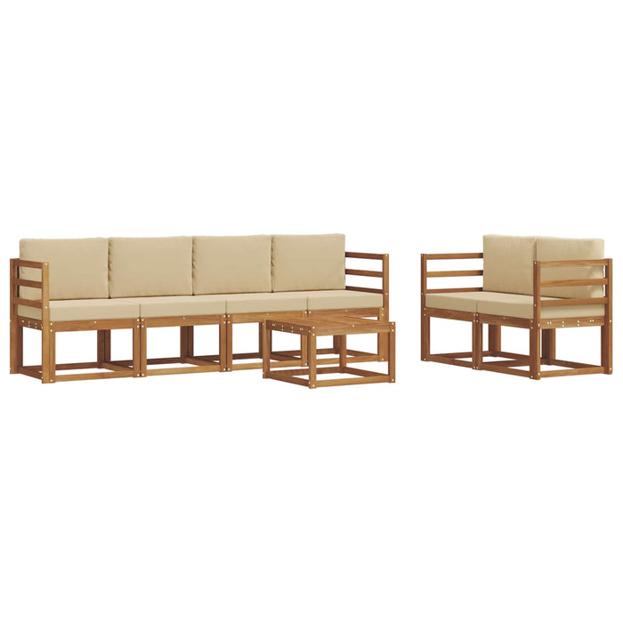 Set de canapele de exterior cu pernă 7 pcs Natural și Bej - WALTI WALTI