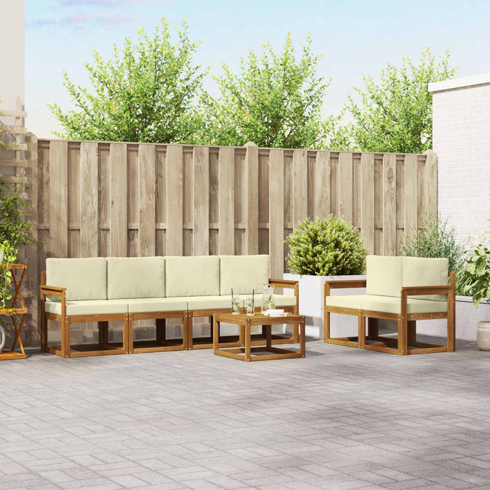Set de canapele de exterior cu pernă 7 pcs Natural și Crem - WALTI WALTI
