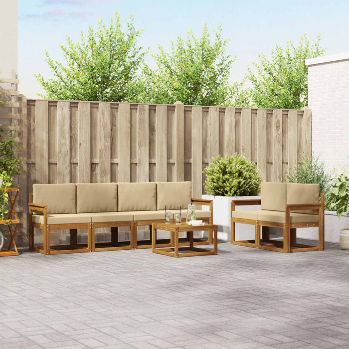 Set de canapele de exterior cu pernă 7 pcs Natural și Bej - WALTI WALTI