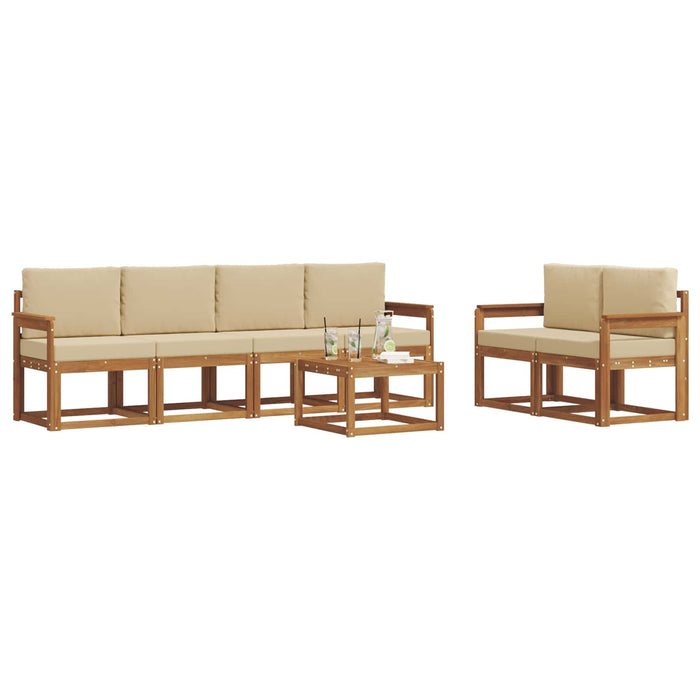 Set de canapele de exterior cu pernă 7 pcs Natural și Bej - WALTI WALTI