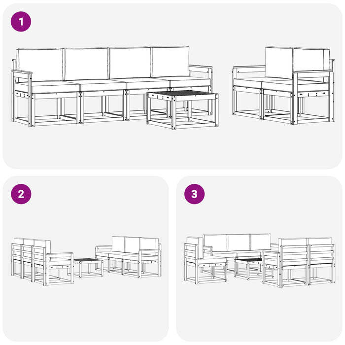Set de canapele de exterior cu pernă 7 pcs Natural și Bej - WALTI WALTI