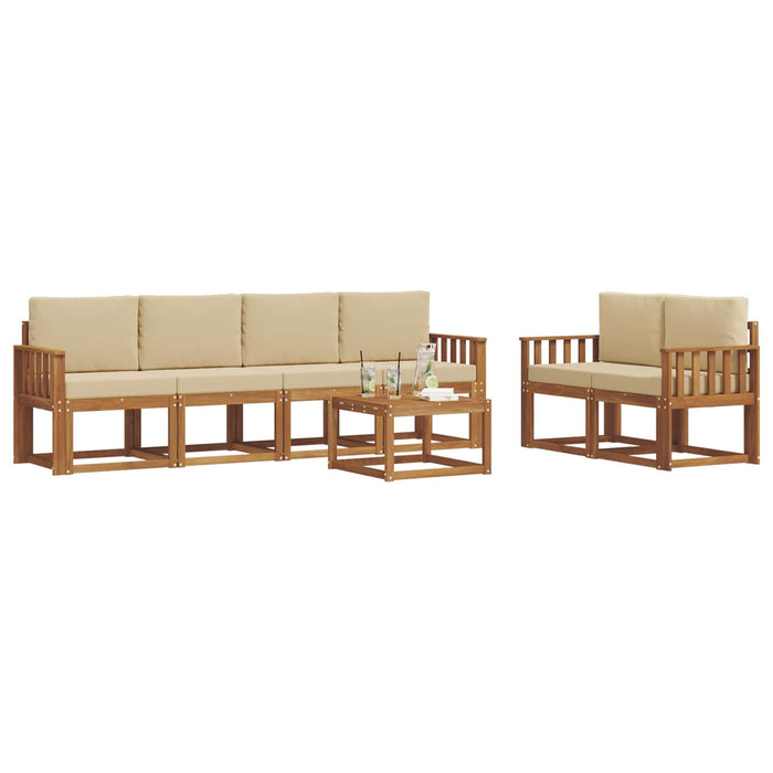 Set de canapele de exterior cu pernă 7 pcs Natural și Bej - WALTI WALTI