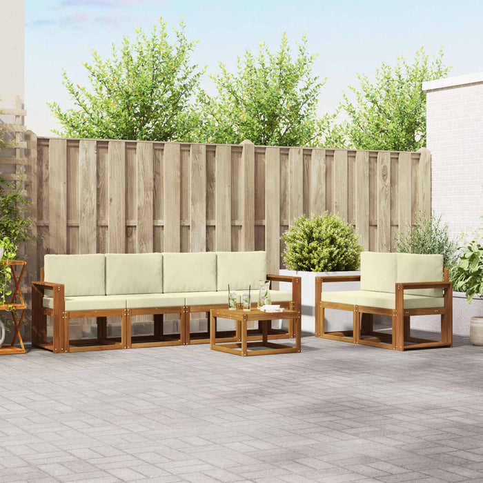 Set de canapele de exterior cu pernă 7 pcs Natural și Crem - WALTI WALTI