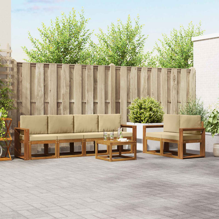 Set de canapele de exterior cu pernă 7 pcs Natural și Bej - WALTI WALTI