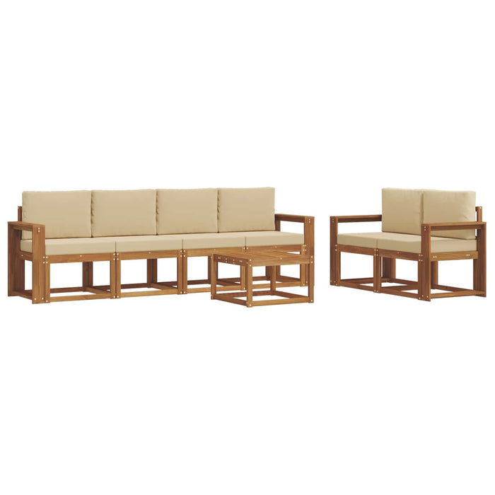 Set de canapele de exterior cu pernă 7 pcs Natural și Bej - WALTI WALTI