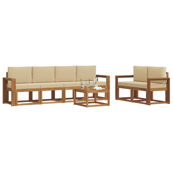 Set de canapele de exterior cu pernă 7 pcs Natural și Bej - WALTI WALTI