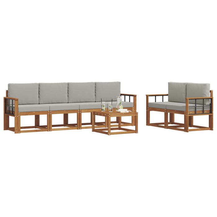 Set de canapele de exterior 7 pcs Gri natural și deschis - WALTI WALTI