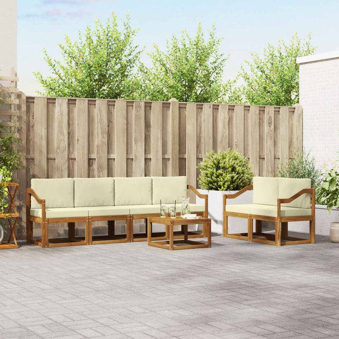 Set de canapele de exterior cu pernă 7 pcs Natural și Crem - WALTI WALTI