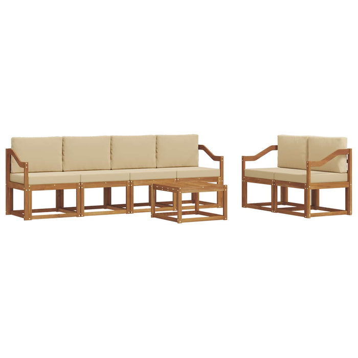 Set de canapele de exterior cu pernă 7 pcs Natural și Bej - WALTI WALTI