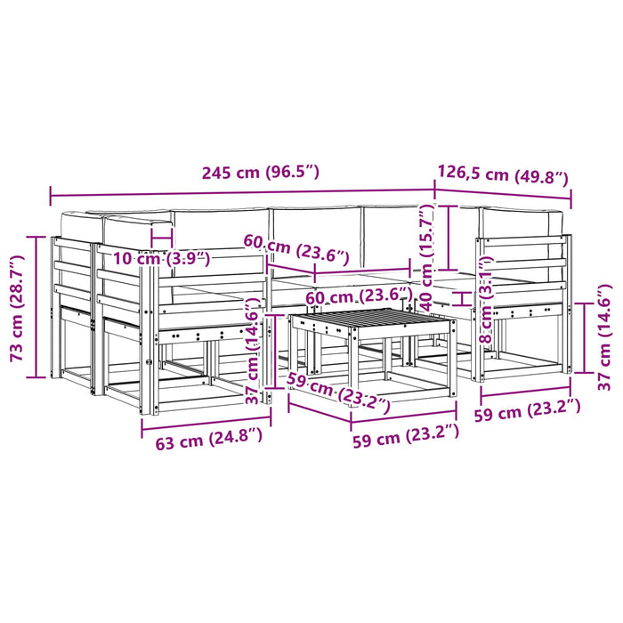 Set de canapele de exterior 7 pcs Gri natural și deschis - WALTI WALTI