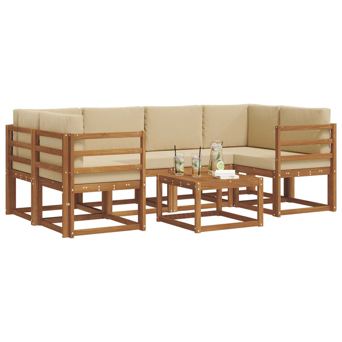 Set de canapele de exterior cu pernă 7 pcs Natural și Bej - WALTI WALTI
