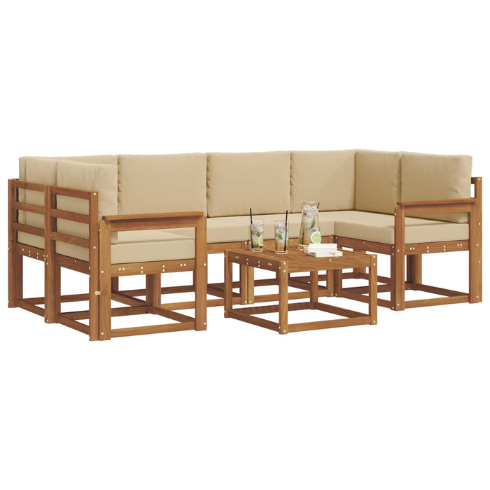 Set de canapele de exterior cu pernă 7 pcs Natural și Bej - WALTI WALTI