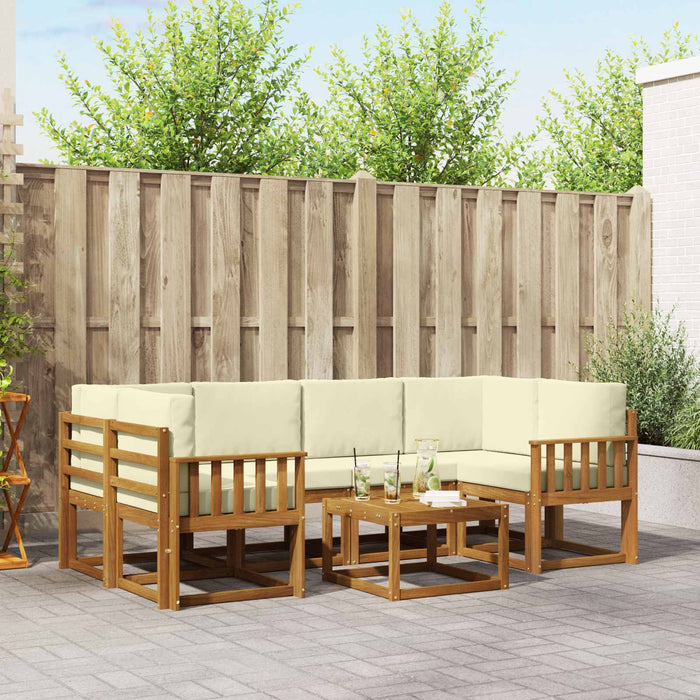 Set de canapele de exterior cu pernă 7 pcs Natural și Crem - WALTI WALTI