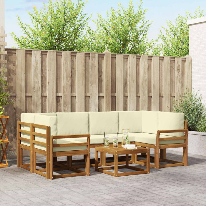 Set de canapele de exterior cu pernă 7 pcs Natural și Crem - WALTI WALTI