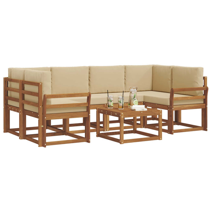 Set de canapele de exterior cu pernă 7 pcs Natural și Bej - WALTI WALTI