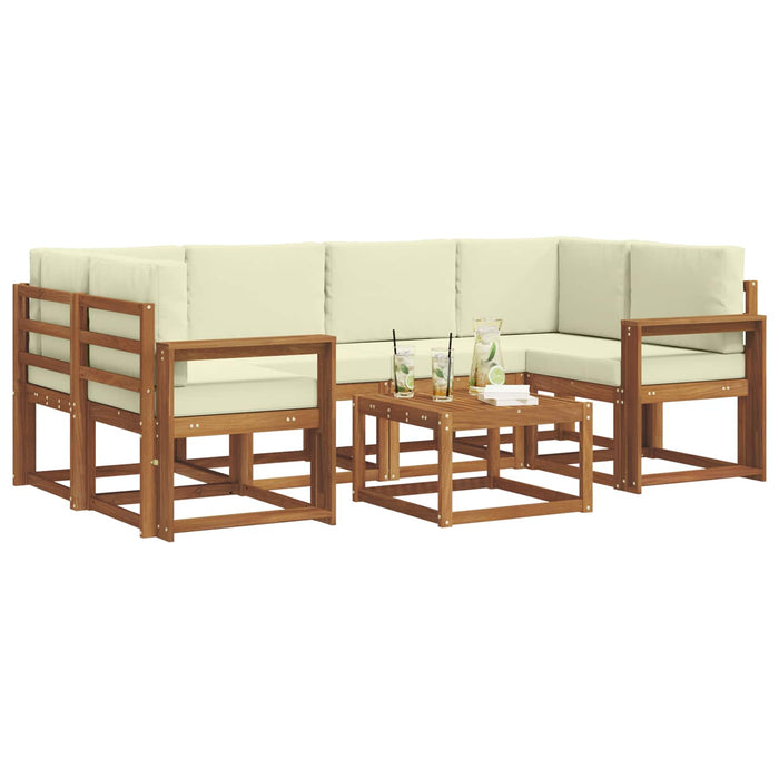 Set de canapele de exterior cu pernă 7 pcs Natural și Crem - WALTI WALTI