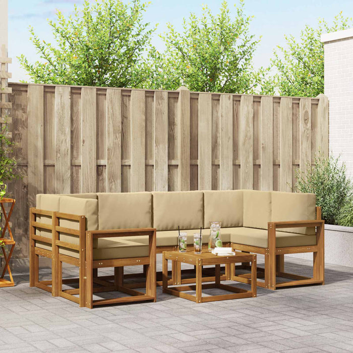 Set de canapele de exterior cu pernă 7 pcs Natural și Bej - WALTI WALTI