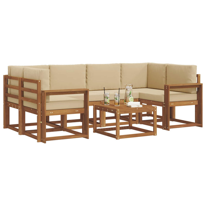 Set de canapele de exterior cu pernă 7 pcs Natural și Bej - WALTI WALTI