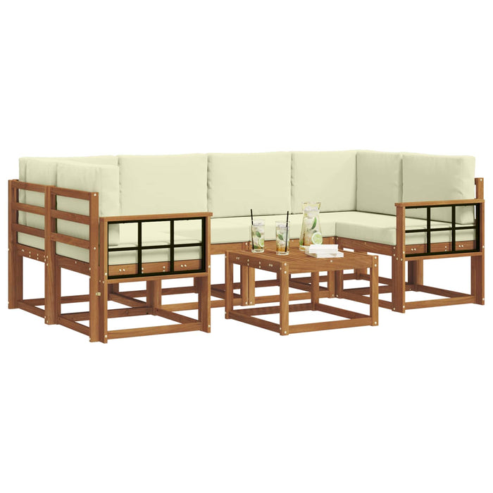 Set de canapele de exterior cu pernă 7 pcs Natural și Crem - WALTI WALTI