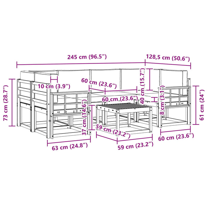Set de canapele de exterior cu pernă 7 pcs Natural și Crem - WALTI WALTI