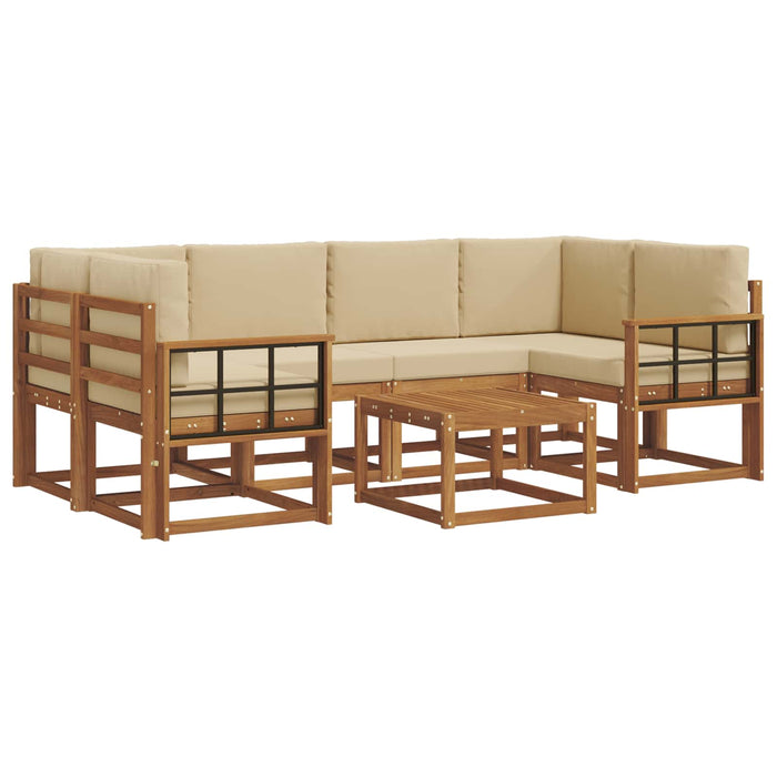 Set de canapele de exterior cu pernă 7 pcs Natural și Bej - WALTI WALTI