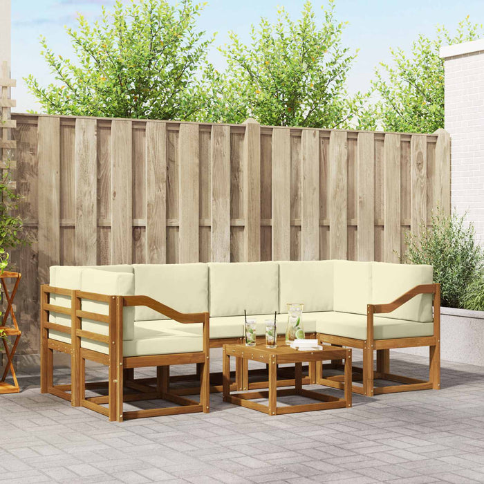 Set de canapele de exterior cu pernă 7 pcs Natural și Crem - WALTI WALTI