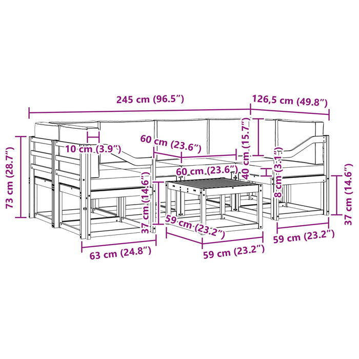 Set de canapele de exterior cu pernă 7 pcs Natural și Crem - WALTI WALTI