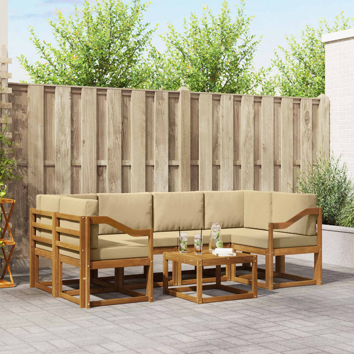Set de canapele de exterior cu pernă 7 pcs Natural și Bej - WALTI WALTI