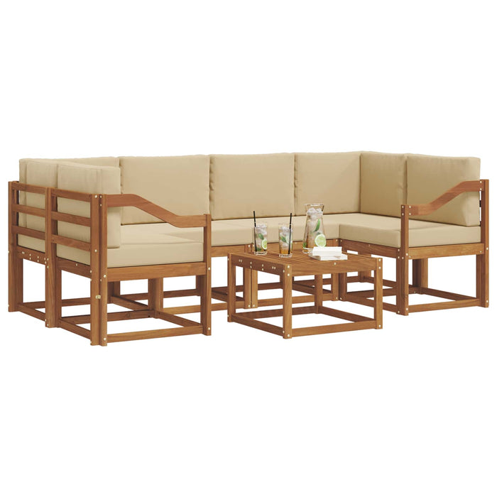 Set de canapele de exterior cu pernă 7 pcs Natural și Bej - WALTI WALTI