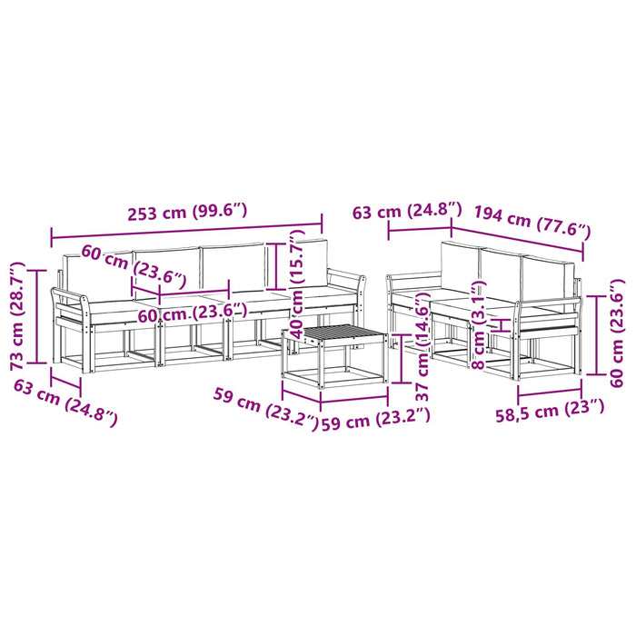 Set de canapele de exterior cu pernă 8 pcs Natural și Bej - WALTI WALTI