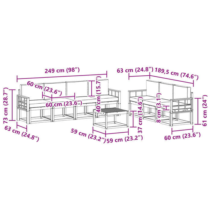 Set de canapele de exterior cu pernă 8 pcs Natural și Antracit - WALTI WALTI
