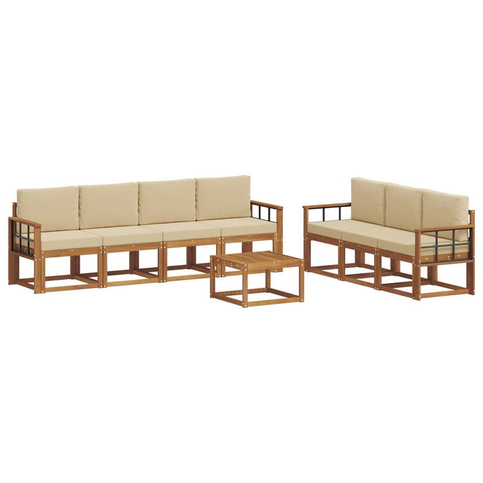 Set de canapele de exterior cu pernă 8 pcs Natural și Bej - WALTI WALTI