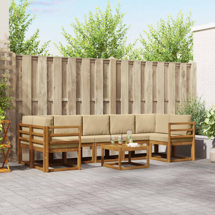 Set de canapele de exterior cu pernă 8 pcs Natural și Bej - WALTI WALTI