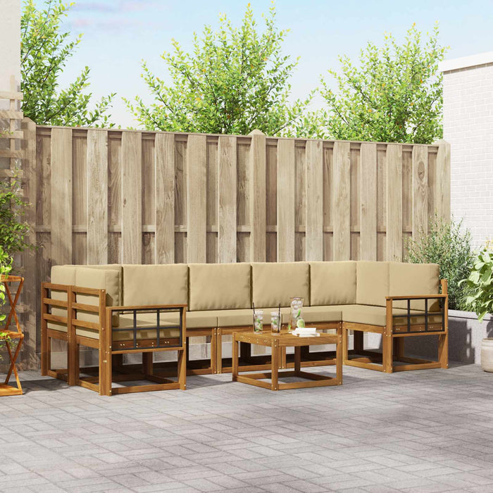 Set de canapele de exterior cu pernă 8 pcs Natural și Bej - WALTI WALTI