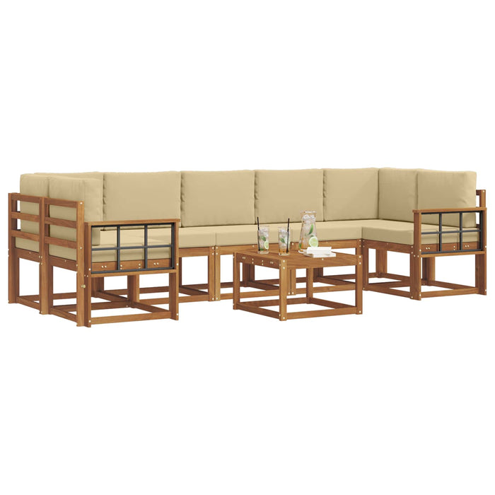 Set de canapele de exterior cu pernă 8 pcs Natural și Bej - WALTI WALTI