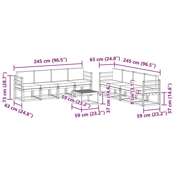 Set de canapele de exterior 9 pcs Gri natural și deschis - WALTI WALTI