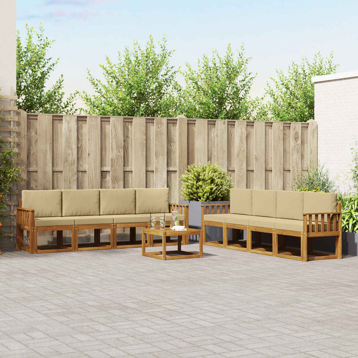 Set de canapele de exterior cu pernă 9 pcs Natural și Bej - WALTI WALTI