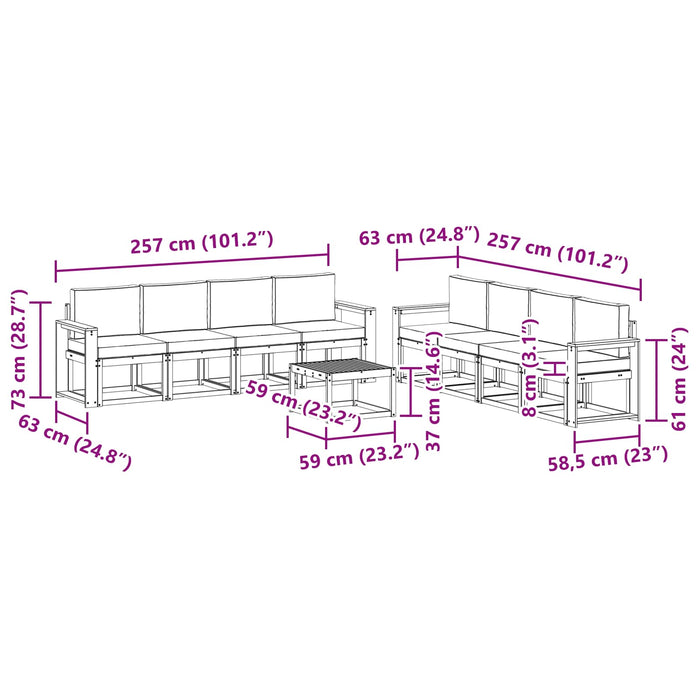 Set de canapele de exterior cu pernă 9 pcs Natural și Antracit WALTI