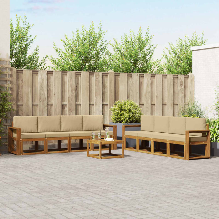 Set de canapele de exterior cu pernă 9 pcs Natural și Bej - WALTI WALTI