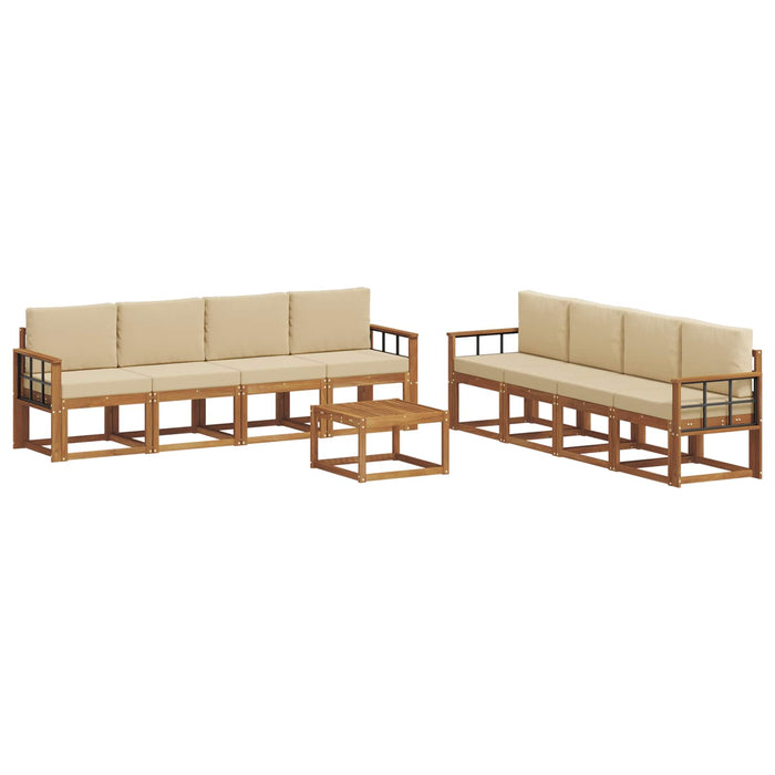 Set de canapele de exterior cu pernă 9 pcs Natural și Bej - WALTI WALTI