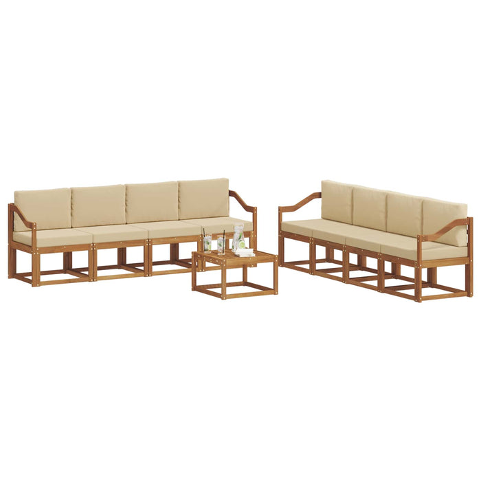 Set de canapele de exterior cu pernă 9 pcs Natural și Bej - WALTI WALTI