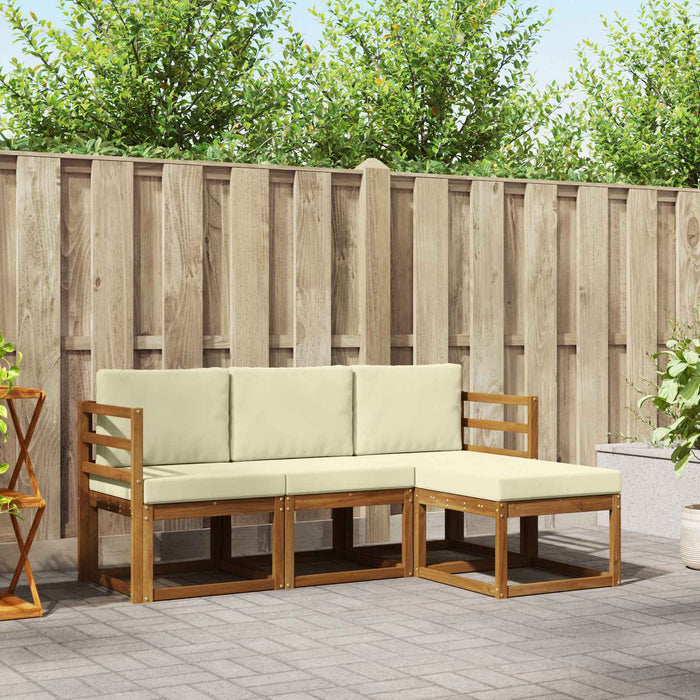 Set de canapele de exterior cu pernă 4 pcs Natural și Crem WALTI