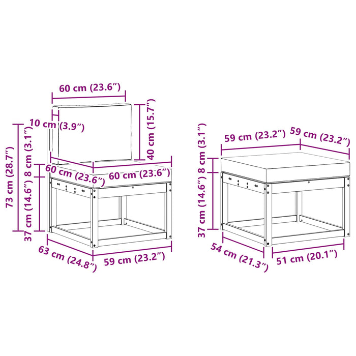 Set de canapele de exterior cu pernă 4 pcs Natural și Antracit - WALTI WALTI