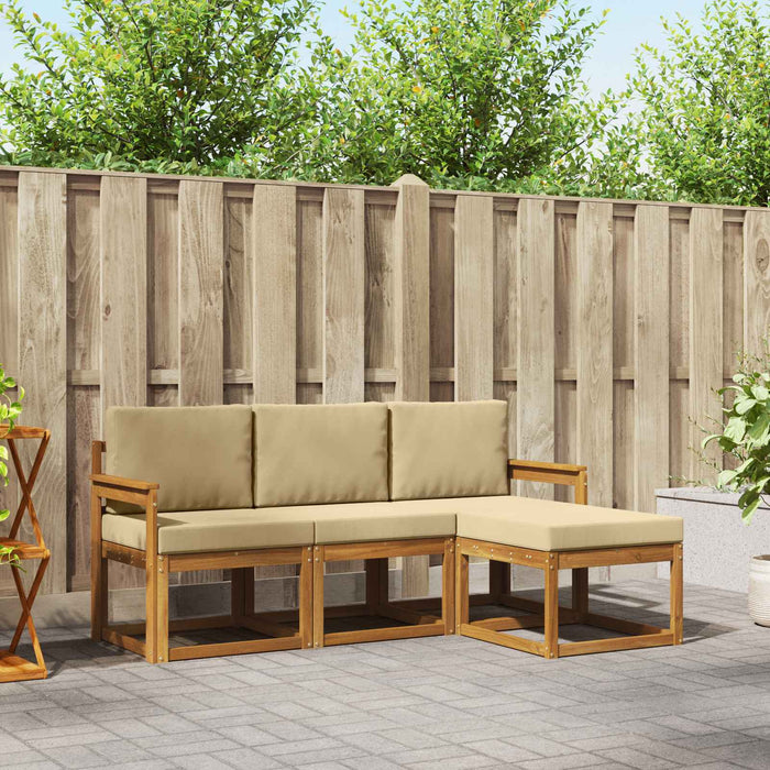 Set de canapele de exterior cu pernă 4 pcs Natural și Bej - WALTI WALTI