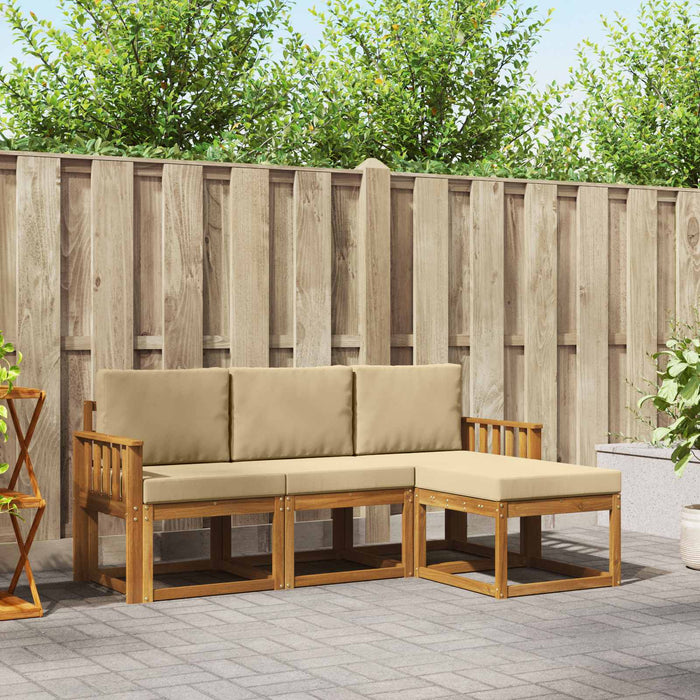 Set de canapele de exterior cu pernă 4 pcs Natural și Bej - WALTI WALTI
