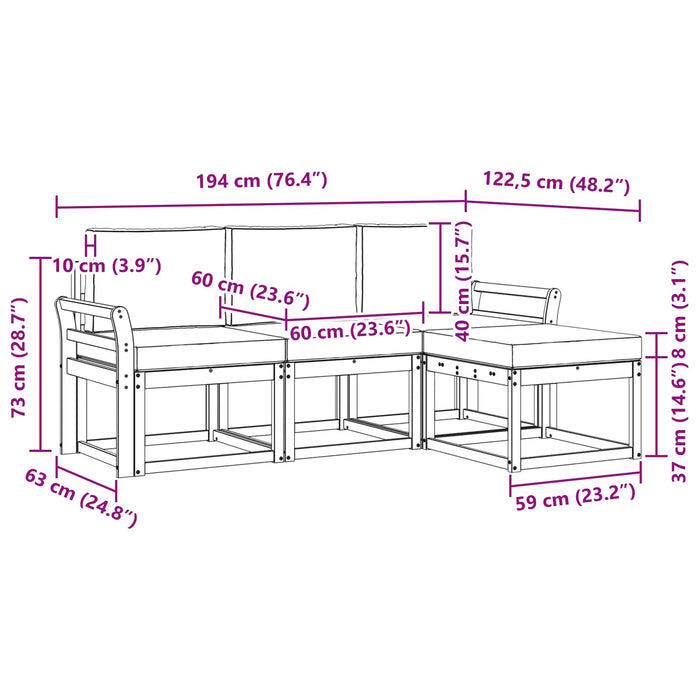 Set de canapele de exterior 4 pcs Gri natural și deschis WALTI